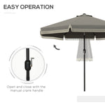 '-Outsunny 9ft Patio Umbrella Outdoor Table Umbrella w/ Tilt, Crank, Ruffled, 8 Ribs for Garden, Deck, Pool, Dark Gray - Outdoor Style Company