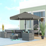 '-Outsunny 9ft Patio Umbrella Outdoor Table Umbrella w/ Tilt, Crank, Ruffled, 8 Ribs for Garden, Deck, Pool, Dark Gray - Outdoor Style Company