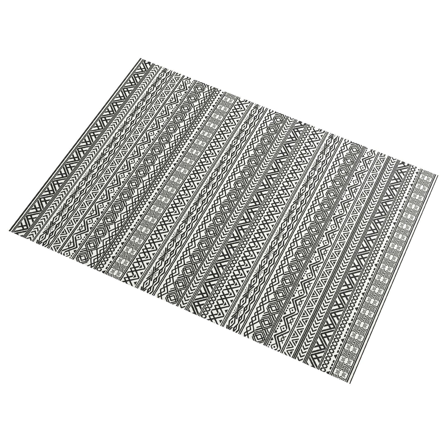 Side Tables - Outsunny 9x12 Modern Outdoor Rug, Plastic Waterproof Floor Mat, with Carry Bag, Portable RV Carpet, 4 Straps, Gray & Cream White Boho | Aosom.com - Outdoor Style Company