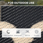 '-Outsunny 9x12 Modern Outdoor Rug, Reversible and Folding Plastic Rug, Four Straps for Backyard, Deck, Picnic, Camping, Black & Beige | Aosom - Outdoor Style Company