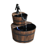 '-Outsunny Accent Two-Tier Rustic Wooden Barrel Fountain - Outdoor Style Company