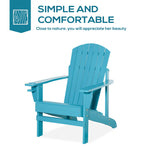 '-Outsunny Adirondack Chair, Campfire chair and Deck Chair, Classic Lounge w/ Built-in Cupholder for Patio, Backyard, Deep Sky Blue - Outdoor Style Company