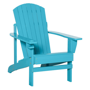 -Outsunny Adirondack Chair, Campfire chair and Deck Chair, Classic Lounge w/ Built-in Cupholder for Patio, Backyard, Deep Sky Blue - Outdoor Style Company