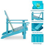 '-Outsunny Adirondack Chair, Campfire chair and Deck Chair, Classic Lounge w/ Built-in Cupholder for Patio, Backyard, Deep Sky Blue - Outdoor Style Company