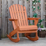 '-Outsunny Adirondack Rocking Chair, with Slatted Wooden Design, Fanned Back, Ergonomic Armrests, Classic Rustic Style, for Patio, Teak | Aosom.com - Outdoor Style Company