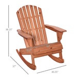 '-Outsunny Adirondack Rocking Chair, with Slatted Wooden Design, Fanned Back, Ergonomic Armrests, Classic Rustic Style, for Patio, Teak | Aosom.com - Outdoor Style Company