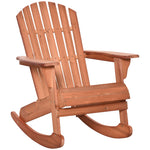 '-Outsunny Adirondack Rocking Chair, with Slatted Wooden Design, Fanned Back, Ergonomic Armrests, Classic Rustic Style, for Patio, Teak | Aosom.com - Outdoor Style Company