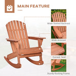 '-Outsunny Adirondack Rocking Chair, with Slatted Wooden Design, Fanned Back, Ergonomic Armrests, Classic Rustic Style, for Patio, Teak | Aosom.com - Outdoor Style Company