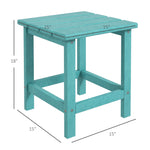 '-Outsunny Adirondack Side Table, Square Patio End Table, Weather Resistant 15" Outdoor HDPE Table for Porch, Pool, Balcony, Green, Blue - Outdoor Style Company