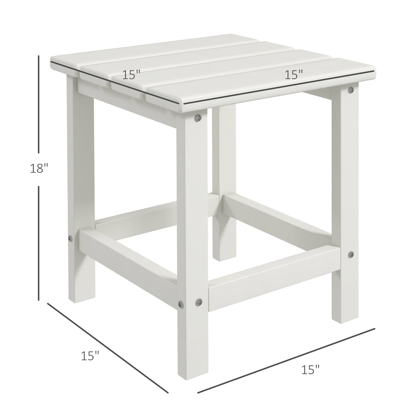 '-Outsunny Adirondack Side Table, Square Patio End Table, Weather Resistant 15" Outdoor HDPE Table for Porch, Pool, Balcony, White - Outdoor Style Company