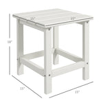 '-Outsunny Adirondack Side Table, Square Patio End Table, Weather Resistant 15" Outdoor HDPE Table for Porch, Pool, Balcony, White - Outdoor Style Company