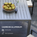 '-Outsunny Aluminum Outdoor Dining Table for 6-8 People, Expandable Patio Table for Garden Lawn Balcony - Charcoal Gray - Outdoor Style Company