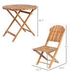 -Outsunny Balcony Furniture Foldable Outdoor Bistro Set 3-Piece Patio Set for Backyard, Deck, Porch, Natural Wood Finish - Outdoor Style Company