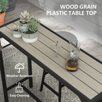 '-Outsunny Bar Height Outdoor Table, Patio Bar Table with Built-In Bottle Opener, Plastic Top with Wood Grain, 47.25" x 15" x 39" - Outdoor Style Company