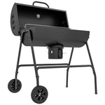 '-Outsunny Barrel CharcoalÂ BBQÂ GrillÂ BarbecueÂ Smoker with 420 sq.in. Cooking Area, Wheels, Ash Catcher, Black - Outdoor Style Company