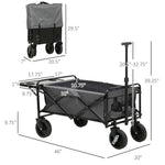 '-Outsunny Collapsible Wagon with Adjustable Handle, Folding Table and Cup Holders, Heavy Duty Graden Carts with Wheels, Dark Gray - Outdoor Style Company