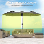 '-Outsunny Double-sided Patio Umbrella 9.5' Large Outdoor Market Umbrella with Push Button Tilt and Crank, 3 Air Vents and 12 Ribs - Outdoor Style Company