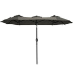 '-Outsunny Double-sided Patio Umbrella 9.5' Large Outdoor Market Umbrella with Push Button Tilt and Crank, 3 Air Vents and 12 Ribs - Outdoor Style Company