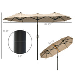 '-Outsunny Double-sided Patio Umbrella 9.5' Outdoor Market Umbrella with Push Button Tilt & Crank, 3 Air Vents & 12 Ribs, for Garden, Deck, Pool, Brown - Outdoor Style Company