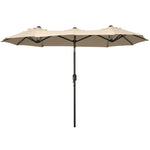 '-Outsunny Double-sided Patio Umbrella 9.5' Outdoor Market Umbrella with Push Button Tilt & Crank, 3 Air Vents & 12 Ribs, for Garden, Deck, Pool, Brown - Outdoor Style Company