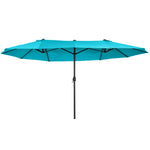 -Outsunny Extra Large 15ft Patio Umbrella, Double-Sided Outdoor Market Umbrella with Crank Handle for Deck, Lawn, Backyard and Pool, Blue - Outdoor Style Company