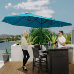 -Outsunny Extra Large 15ft Patio Umbrella, Double-Sided Outdoor Market Umbrella with Crank Handle for Deck, Lawn, Backyard and Pool, Blue - Outdoor Style Company