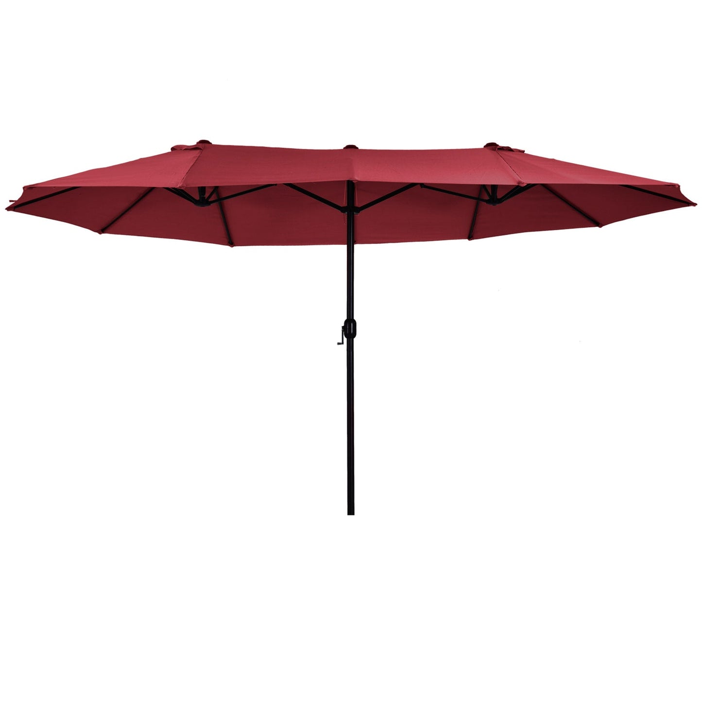 '-Outsunny Extra Large 15ft Patio Umbrella, Double-Sided Outdoor Market Umbrella with Crank Handle for Deck, Lawn, Backyard and Pool, Wine Red - Outdoor Style Company