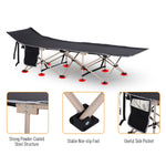 -Outsunny Folding Camping Cots for Adults with Carry Bag, Side Pocket, Outdoor Portable Sleeping Bed, 330 lbs. Capacity, Black - Outdoor Style Company