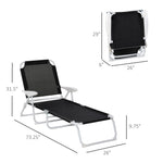 '-Outsunny Folding Chaise Lounge, 4-Position Adjustable Lounge Chair with Armrests for Lawn, Patio, Beach, Deck, Black - Outdoor Style Company