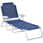 '-Outsunny Folding Chaise Lounge, 4-Position Adjustable Lounge Chair with Armrests for Lawn, Patio, Beach, Deck, Blue - Outdoor Style Company