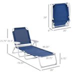 '-Outsunny Folding Chaise Lounge, 4-Position Adjustable Lounge Chair with Armrests for Lawn, Patio, Beach, Deck, Blue - Outdoor Style Company