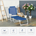 '-Outsunny Folding Chaise Lounge, 4-Position Adjustable Lounge Chair with Armrests for Lawn, Patio, Beach, Deck, Blue - Outdoor Style Company