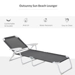 '-Outsunny Folding Chaise Lounge, 4-Position Adjustable Lounge Chair with Armrests for Lawn, Patio, Beach, Deck, Dark Gray - Outdoor Style Company