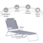 '-Outsunny Folding Chaise Lounge, 4-Position Adjustable Lounge Chair with Armrests for Lawn, Patio, Beach, Deck, Gray - Outdoor Style Company