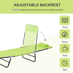 '-Outsunny Folding Chaise Lounge, 5-Level Adjustable Chaise, with Headrest and Breathable Mesh seat, for Beach Patio or Deck, Green | Aosom.com - Outdoor Style Company