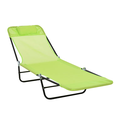 -Outsunny Folding Chaise Lounge, 5-Level Adjustable Chaise, with Headrest and Breathable Mesh seat, for Beach Patio or Deck, Green | Aosom.com - Outdoor Style Company