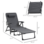 -Outsunny Folding Chaise Lounge Chair, Mesh Fabric Lounge Chair, 7-Reclining Position Sleeping Bed with Pillow & Cup Holder or Poolside, Deck, Backyard - Outdoor Style Company