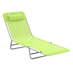 '-Outsunny Folding Chaise Lounge, Outdoor Portable 6-level Adjustable Back, Breathable Mesh with Pillow, for Patio, Garden, Beach, Green | Aosom.com - Outdoor Style Company