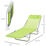 '-Outsunny Folding Chaise Lounge, Outdoor Portable 6-level Adjustable Back, Breathable Mesh with Pillow, for Patio, Garden, Beach, Green | Aosom.com - Outdoor Style Company