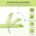 '-Outsunny Folding Chaise Lounge, Outdoor Portable 6-level Adjustable Back, Breathable Mesh with Pillow, for Patio, Garden, Beach, Green | Aosom.com - Outdoor Style Company