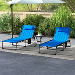 '-Outsunny Folding Chaise Lounge Set with 5 Positions Reclining Back, Outdoor Patio Chaise Lounges for Pool Sunbathing Yard, 25.6" x 74" x 14.2", Blue - Outdoor Style Company