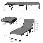 '-Outsunny Folding Chaise Lounge Set with Reclining Back, 25.6" x 74" x 14.2", Gray - Outdoor Style Company