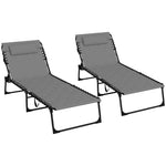 '-Outsunny Folding Chaise Lounge Set with Reclining Back, 25.6" x 74" x 14.2", Gray - Outdoor Style Company