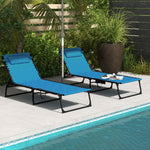 '-Outsunny Folding Chaise Lounge Set with Reclining Back, 25.6" x 74" x 14.2", Sky Blue - Outdoor Style Company