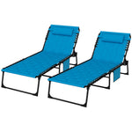 '-Outsunny Folding Chaise Lounge Set with Reclining Back, 25.6" x 74" x 14.2", Sky Blue - Outdoor Style Company