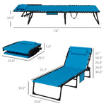 '-Outsunny Folding Chaise Lounge Set with Reclining Back, 25.6" x 74" x 14.2", Sky Blue - Outdoor Style Company