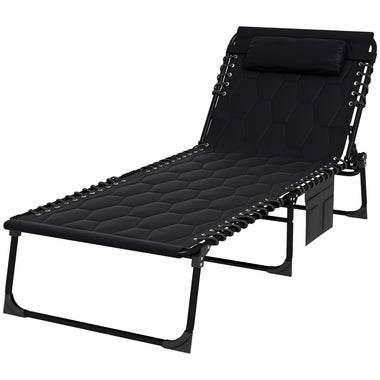 Miscellaneous - Outsunny Folding Chaise Lounge with Reclining Back, 25.6" x 74" x 14.2", Black - Outdoor Style Company