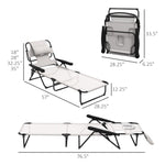 '-Outsunny Folding Lounge Chair w/ Reclining Back, Cream White - Outdoor Style Company