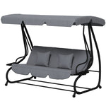 -Outsunny Free Standing Swing Bench, Porch Swing with Stand, Adjustable Canopy, Cushion and Pillows - Outdoor Style Company