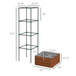 '-Outsunny Galvanised Planter Box, 24"x24"x11.75" Raised Garden Bed with Tomato Cage for Climbing Vines, Vegetables, Flowers, Green - Outdoor Style Company